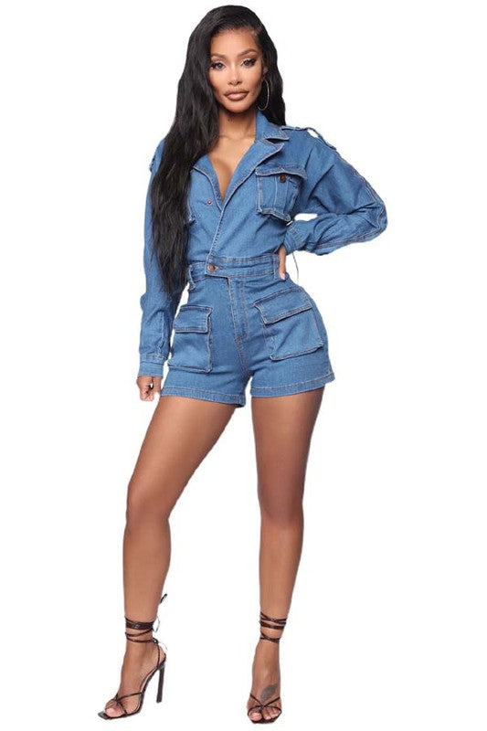 ONE OF A KIND DENIM ROMPER