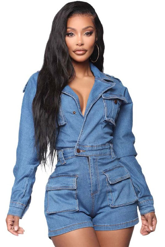 ONE OF A KIND DENIM ROMPER