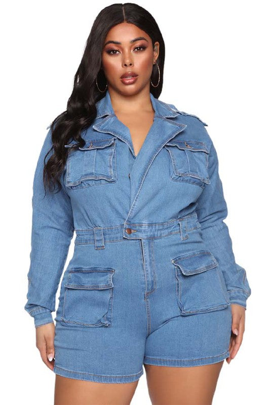 ONE OF A KIND DENIM ROMPER