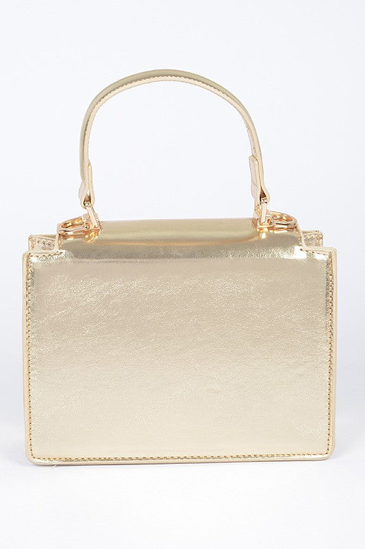 Metallic Top Handle Convertible Swing Bag