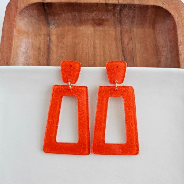 Avery Earrings - Orange Glitter