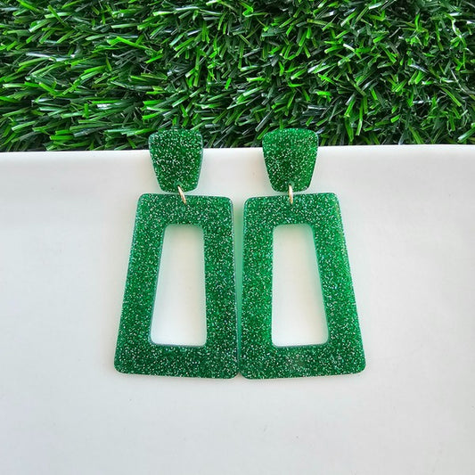 Avery Earrings - Green Glitter