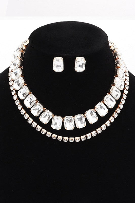 Crystal Layered Collar Necklace Set