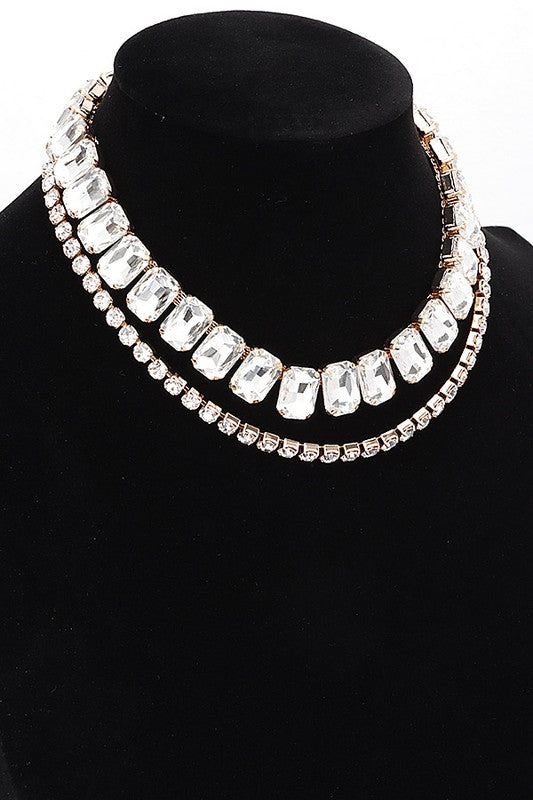 Crystal Layered Collar Necklace Set